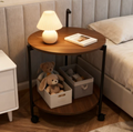 Modern 2-Tier Round Wooden Mobile Coffee Table