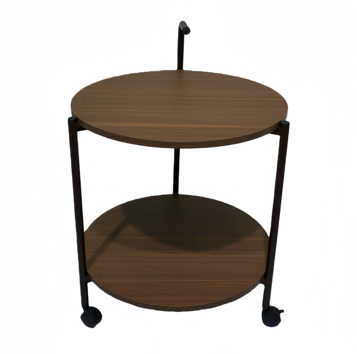 Modern 2-Tier Round Wooden Mobile Coffee Table