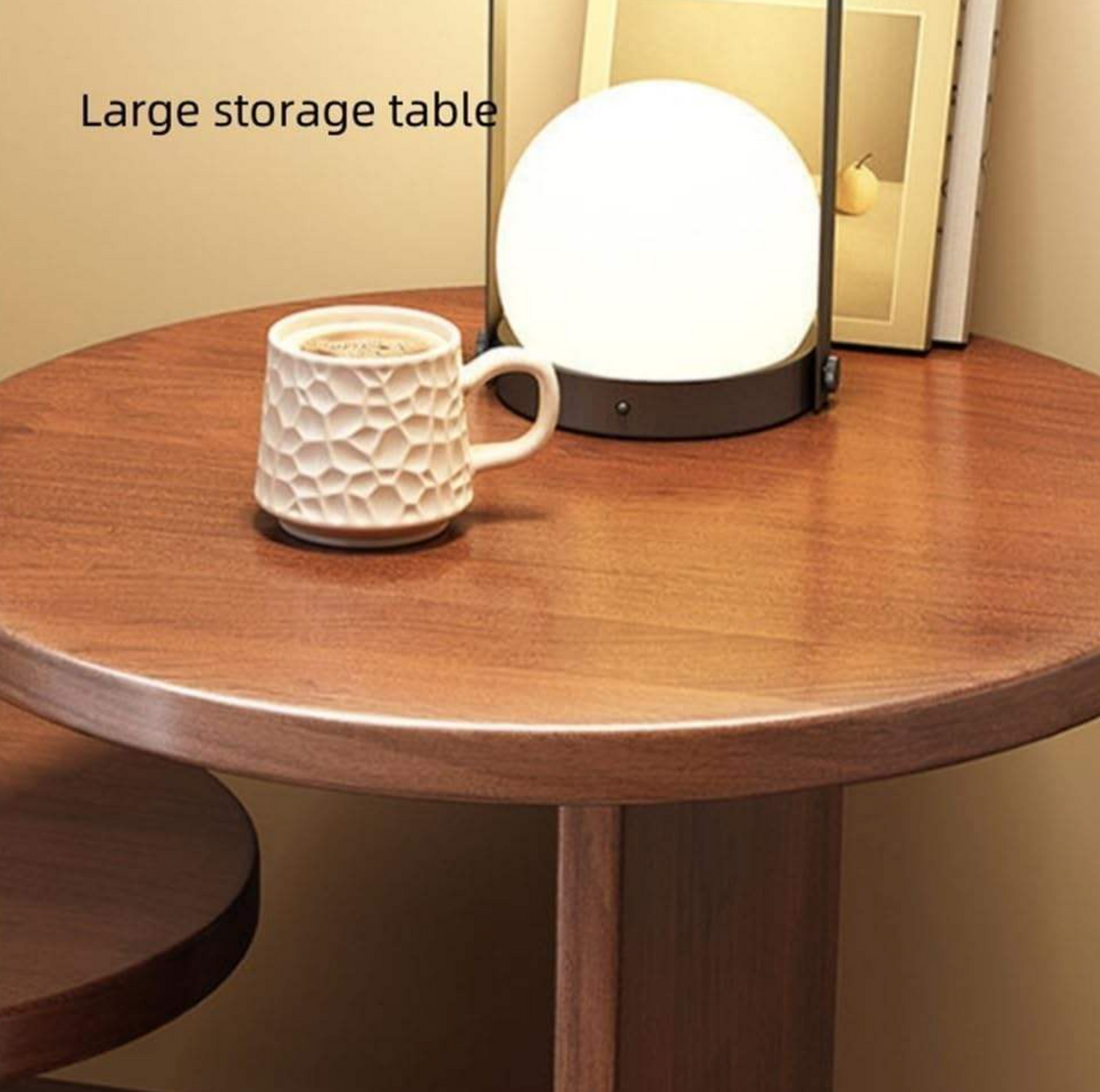 Brown Modern Solid Wood Round Nightstand