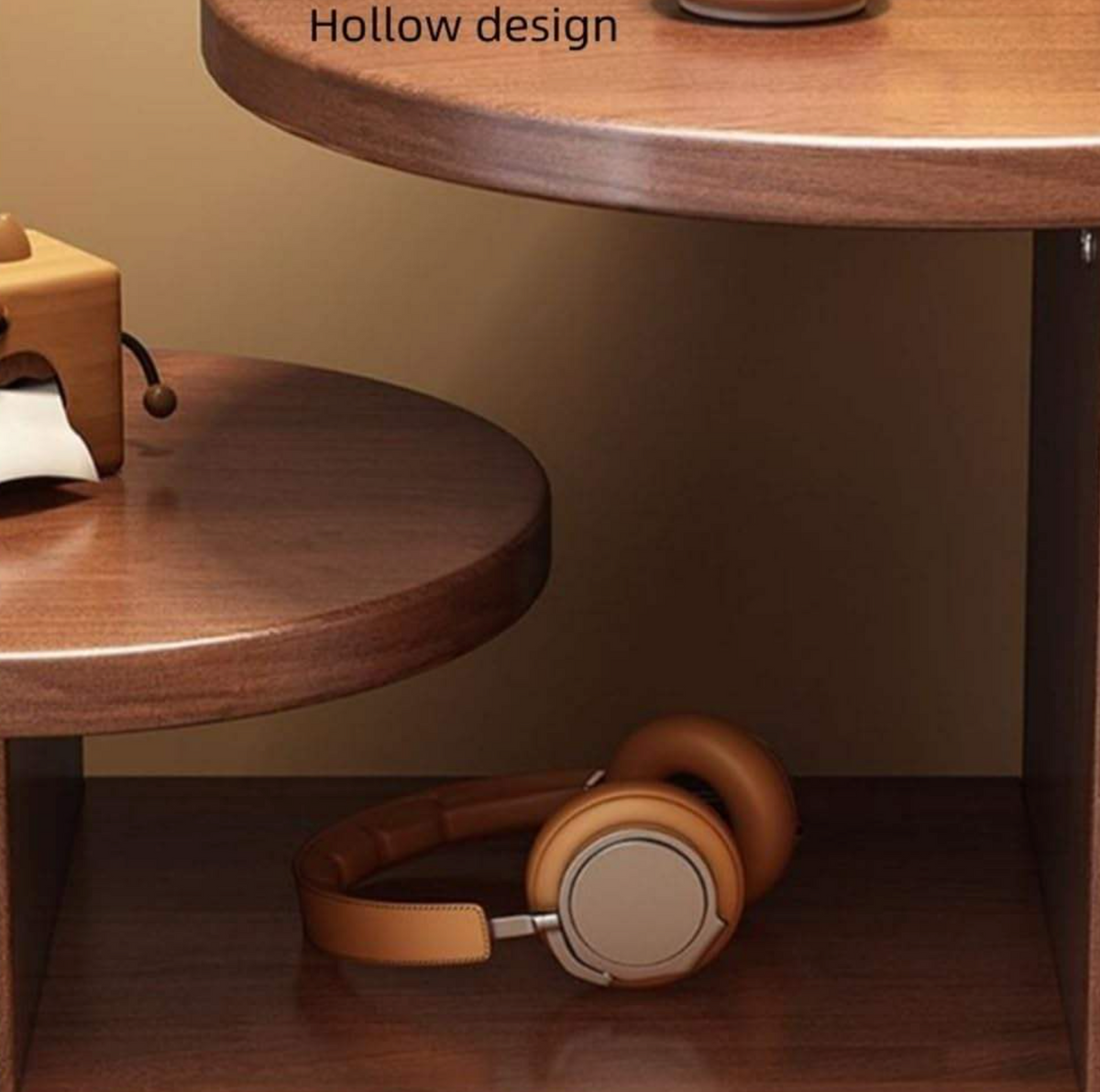 Brown Modern Solid Wood Round Nightstand