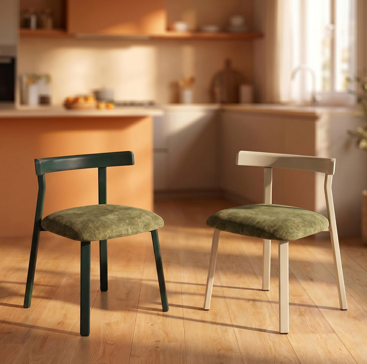 Modern Dining Chair with Metal Legs & Fabric Cushioned Seat