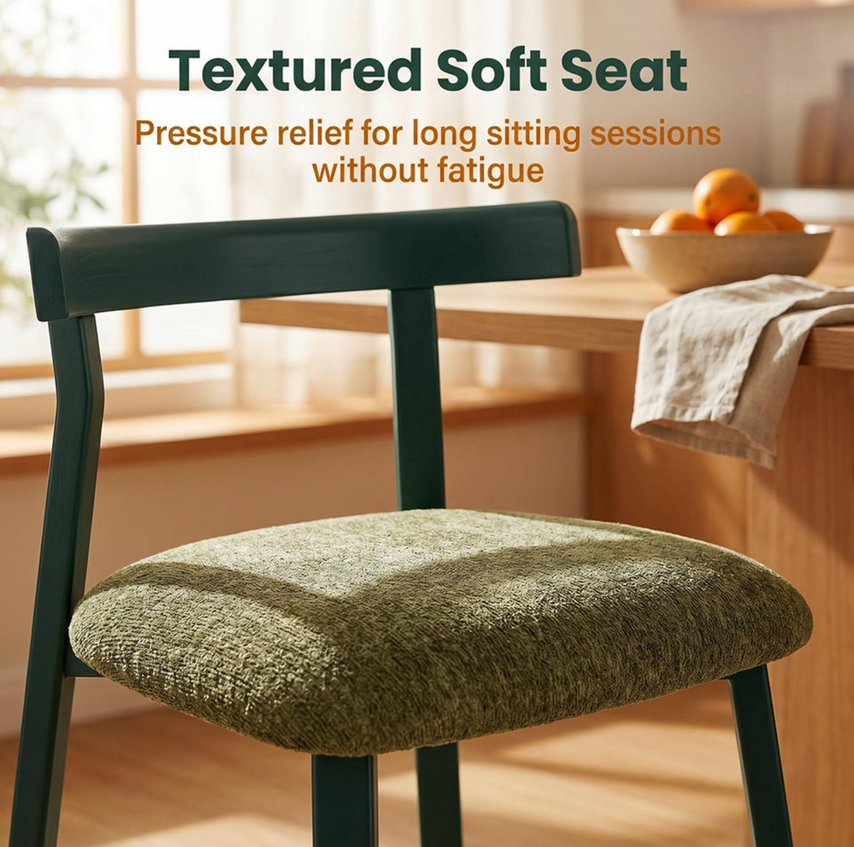 Modern Dining Chair with Metal Legs & Fabric Cushioned Seat