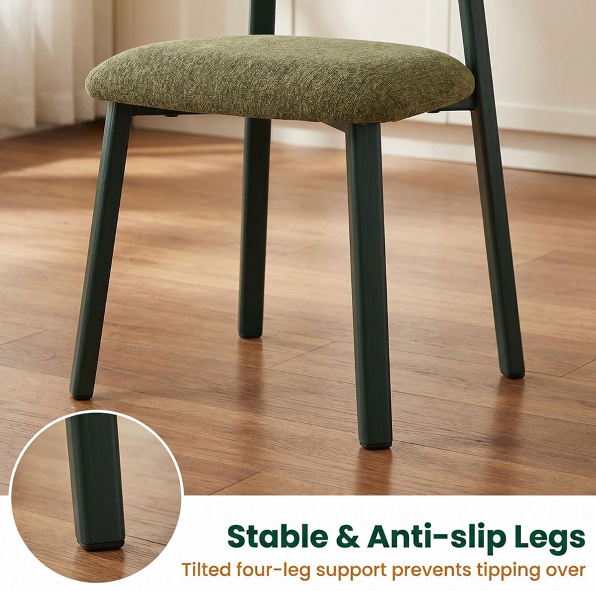 Modern Dining Chair with Metal Legs & Fabric Cushioned Seat