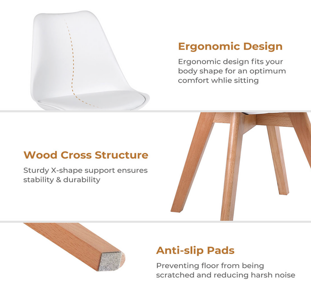 Modern Plastic Dining Chair with Wooden Legs