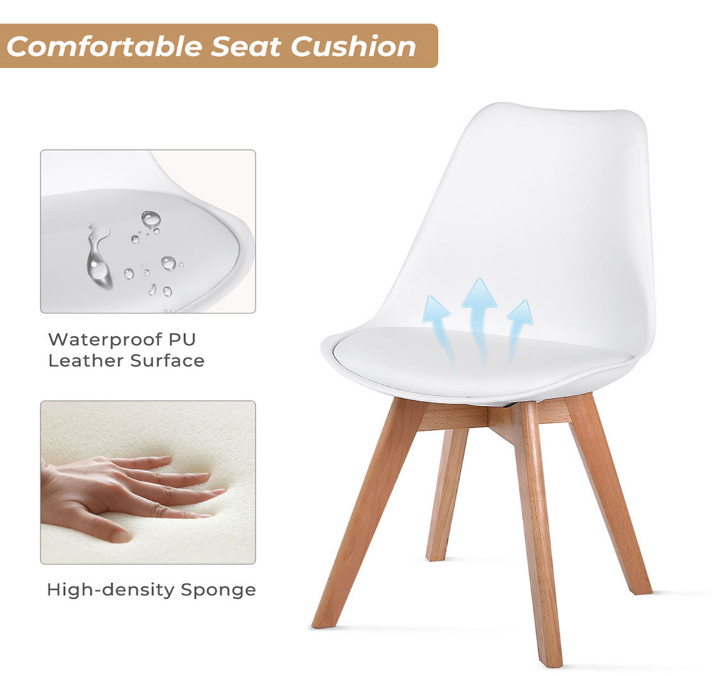 Modern Plastic Dining Chair with Wooden Legs