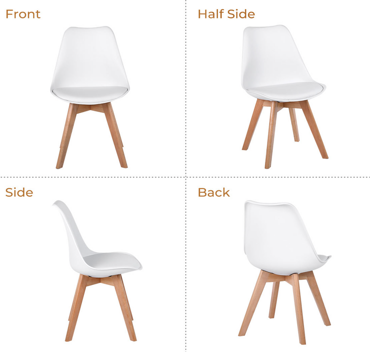 Modern Plastic Dining Chair with Wooden Legs