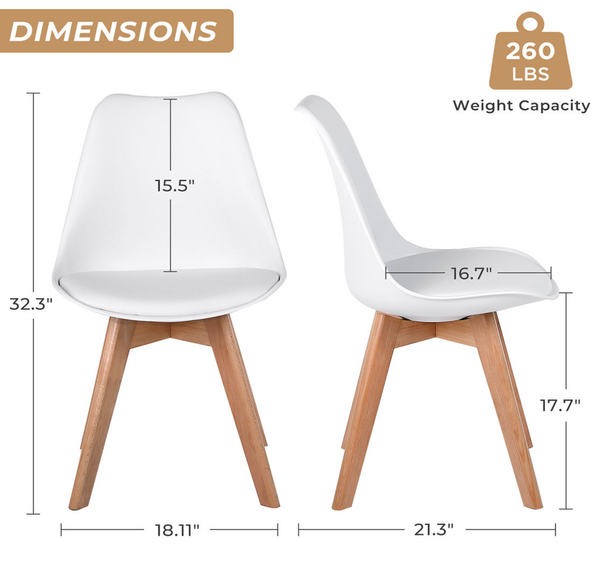 Modern Plastic Dining Chair with Wooden Legs