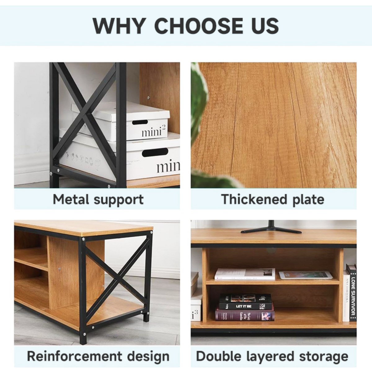 Wood TV Stand for 65-Inch TV