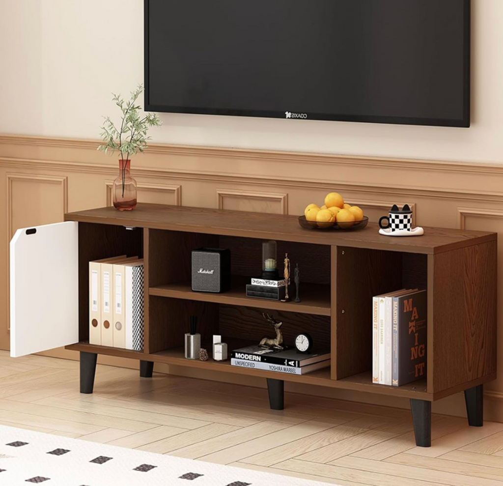 TV Stand with 2 Storage Cabinets & Open Shelf