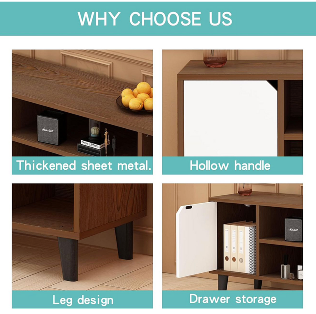 TV Stand with 2 Storage Cabinets & Open Shelf