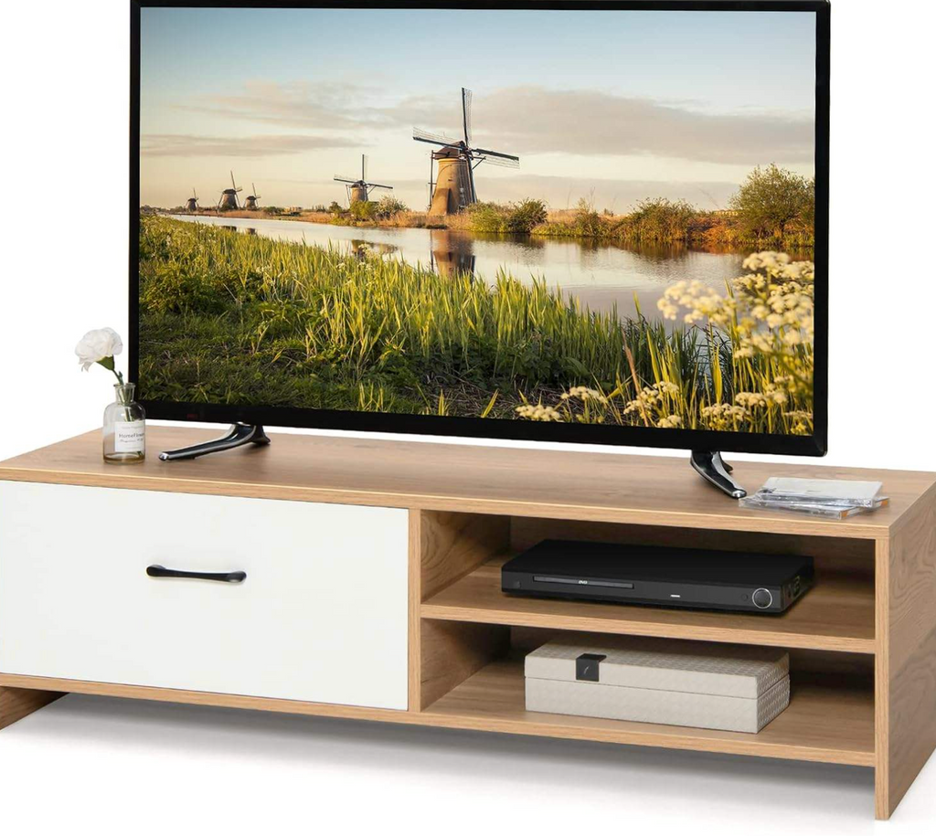 Modern 55-Inch TV Stand with Drawer & 2-Tier Storage