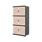 3-Stack Plastic Wardrobe with Double Shaker Rattan Doors