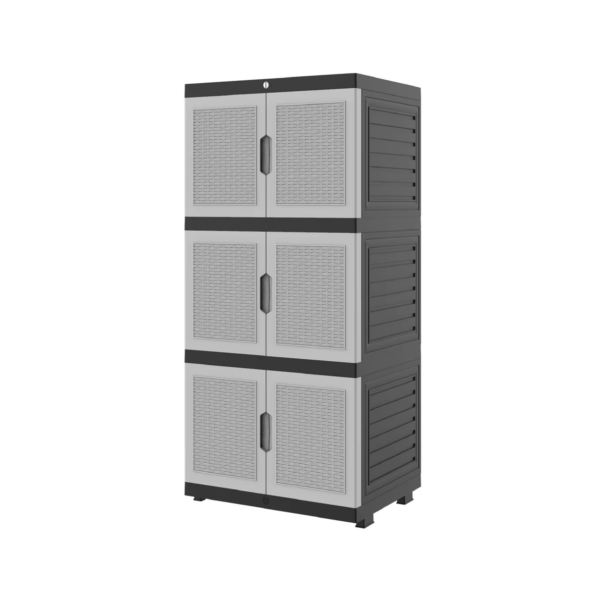 3-Stack Plastic Wardrobe with Double Shaker Rattan Doors