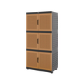 3-Stack Plastic Wardrobe with Double Shaker Rattan Doors