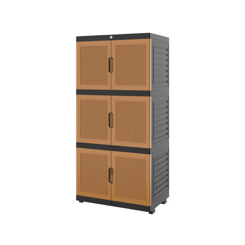 3-Stack Plastic Wardrobe with Double Shaker Rattan Doors
