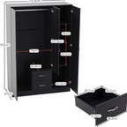 Mirrored Wardrobe with 3 Doors, 2 Drawers, Shelf & Hanging Rail