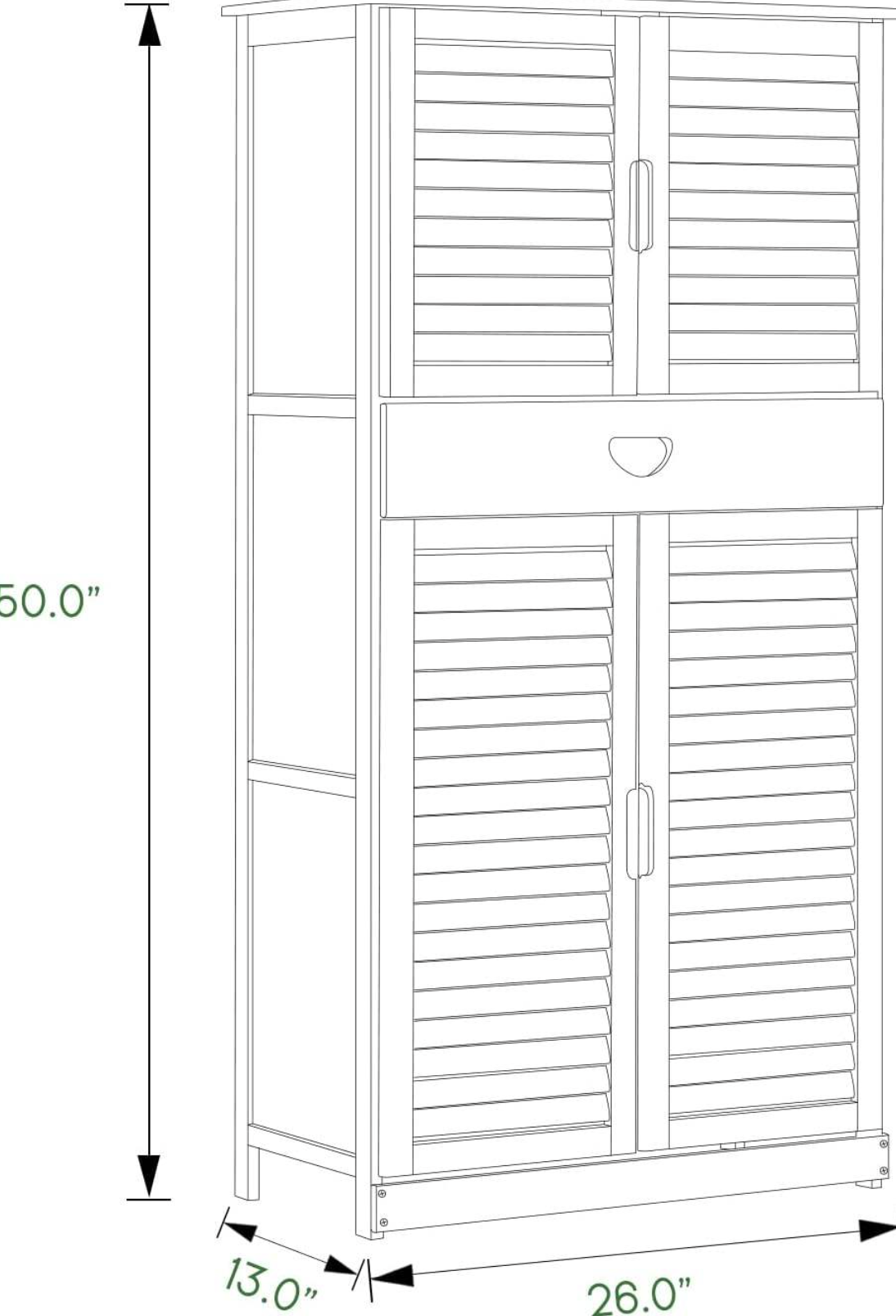 Bamboo Shoe Rack Cabinet with 6-Tier Storage & 4 Doors
