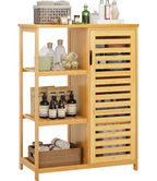 Bamboo Storage Cabinet with Doors & 3 Side Shelves